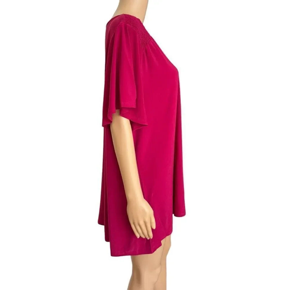 VIP by Avenue Magenta Smocked Shoulder Blouse Shirt Top Size 22/24 NWT